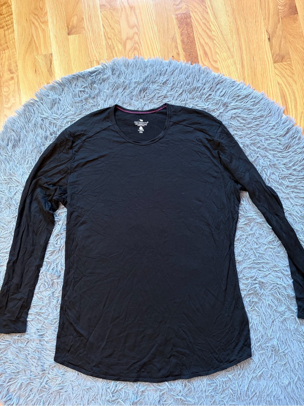 Segmants Black 100% Merino Wool Base Layer Long Sleeve Top Size XXL